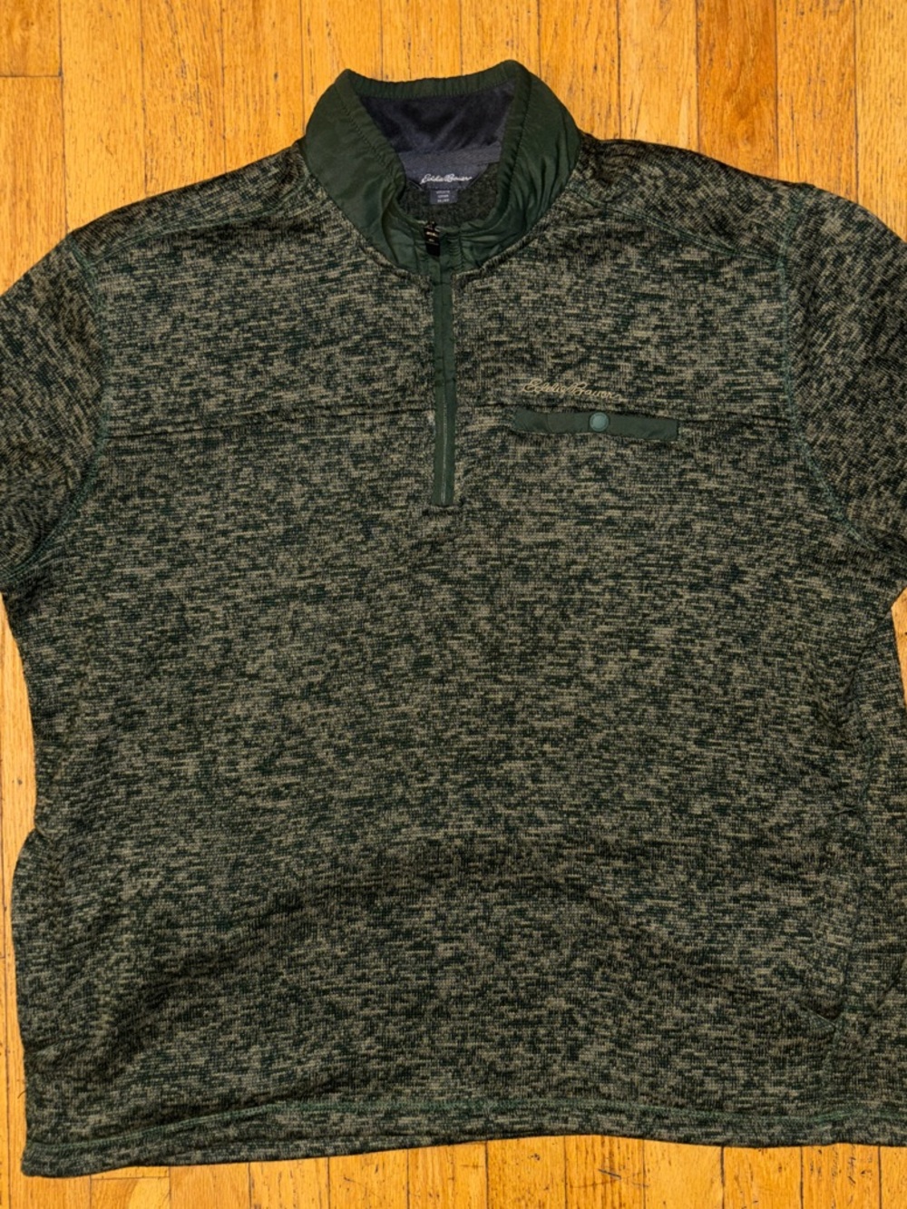Eddie Bauer Men's Quarter-Zip Marled Fleece Sweater - Palm Heather - X Large